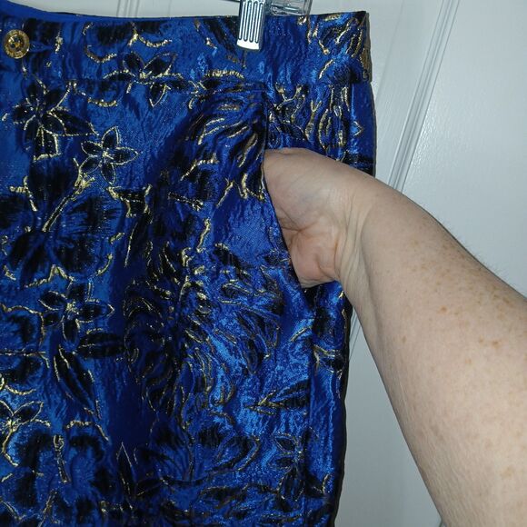 New NWT Lilly Pulitzer Callahan SHORTS Blue Grotto Twilight Floral Brocade Sz 16 - Picture 6 of 13